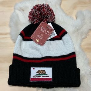 UNISEX California Republic Pom Beanie Striped Hat